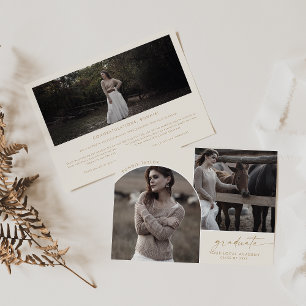 Modern Boho Arch Cream Graduate 3 Foto Abschluss Ankündigung