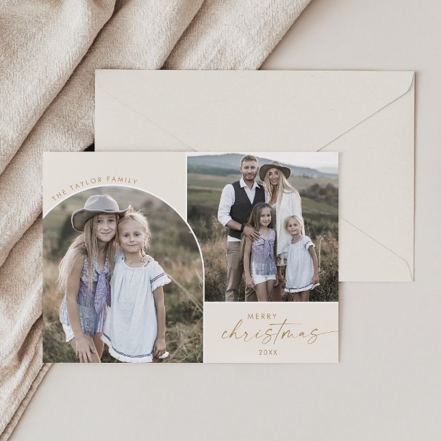 Modern Boho Arch | Creme 3 Foto Frohe Weihnachten (Von Creator hochgeladen)