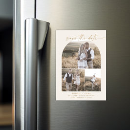 Modern Boho Arch Creme Foto Collage Save the Date Magneteinladung