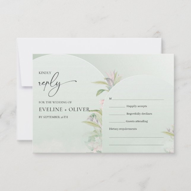Modern Boho arch dusty green eucalyptus blush RSV RSVP Karte (Vorderseite)