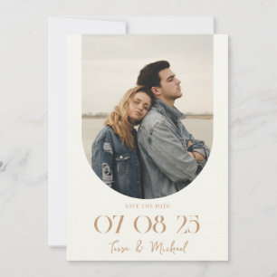 Modern Boho Arch Foto Ivory Tan Wedding Save The Date