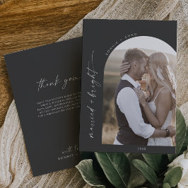 Modern Boho Arch Grau Verheiratet und hell Vielen  Feiertagskarte