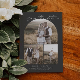 Modern Boho Arch | Graue FotoCollage Save The Date