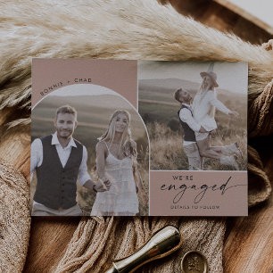 Modern Boho Arch Lachs 3 Foto Verlobung Ankündigung