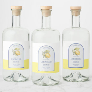 Modern Boho Arch Lemons Limoncello Hochzeitsflasch Alkoholflaschenetikett