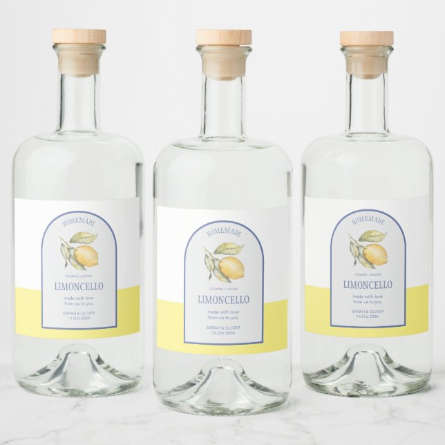 Modern Boho Arch Lemons Limoncello Hochzeitsflasch Alkoholflaschenetikett (Flaschen)