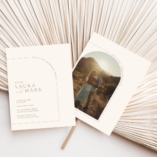 Modern Boho Arch Minimalistisches Foto Probe Abend Einladung