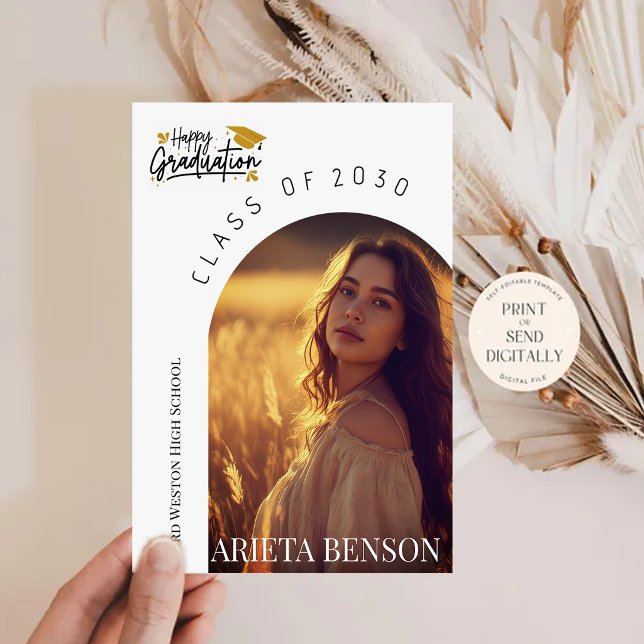 Modern Boho Arch Photo Graduation Announcement  Einladung (Von Creator hochgeladen)