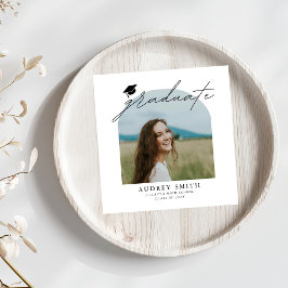 Modern Boho Arch Photo Graduation Party Serviette