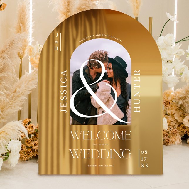 Modern boho arch photo wedding white welcome fensteraufkleber (Modern boho arch photo wedding white welcome window cling)