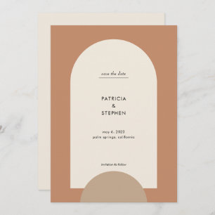 Modern Boho Arch Wüste Terracotta Sand Save The Date