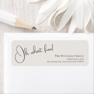 Modern Boho Beige Oh What Fun Return Address Label