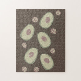 Modern Boho Bio Avocado Art Doodles Puzzle