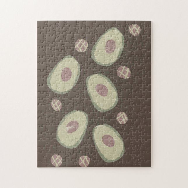 Modern Boho Bio Avocado Art Doodles Puzzle (Vertikal)