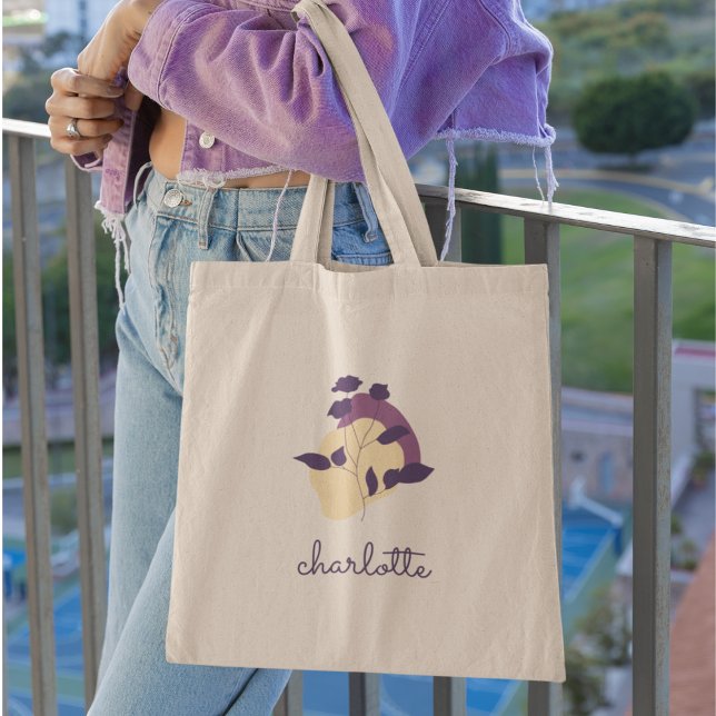 Modern Boho Blume & Script Name Tragetasche (Von Creator hochgeladen)