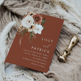 Modern Boho Blume Terracotta Wedding Einladung