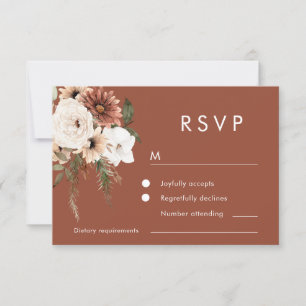 Modern Boho Blume Terracotta Wedding RSVP Karte