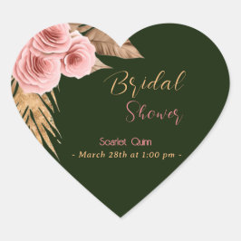 Modern Boho blütenrosa Rosenbunch #3 Herz-Aufkleber