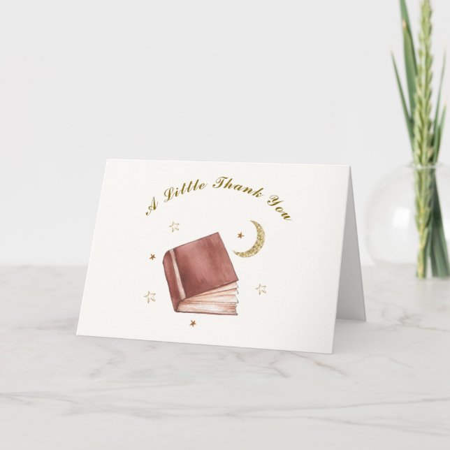 Modern Boho Book Moon Star Baby Dusche Dankeskarte (Vorderseite)