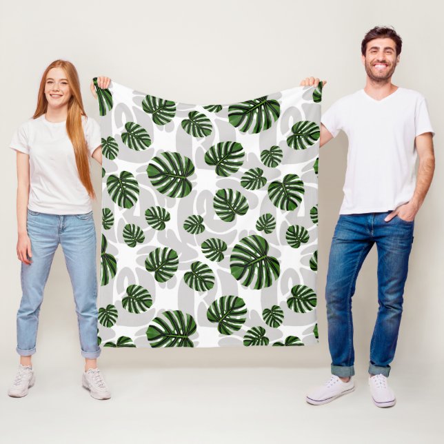 Modern Boho Botanical Leaves Pattern Fleecedecke (Beispiel)