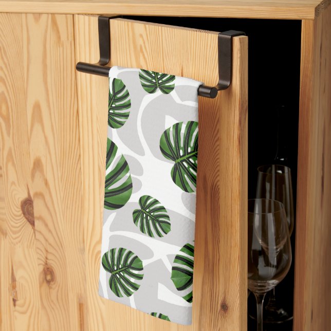 Modern Boho Botanical Leaves Pattern Geschirrtuch (Drittel gefaltet)