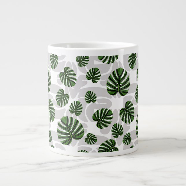 Modern Boho Botanical Leaves Pattern Jumbo-Tasse (Vorderseite)