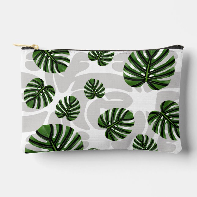 Modern Boho Botanical Leaves Pattern Zubehörtasche (Vorderseite)