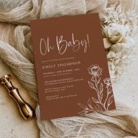 Modern Boho Burnt Orange Terracotta Babydusche