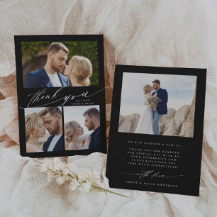 Modern Boho Calligraphy 4 Foto Wedding Vielen Dank Dankeskarte