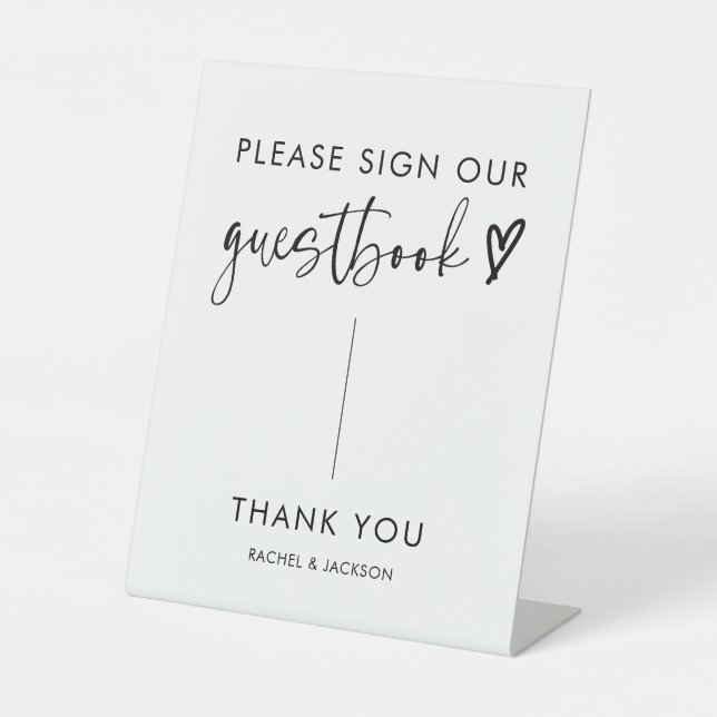Modern Boho Calligraphy Wedding Guestbook Sign Sockelschild (Vorderseite)