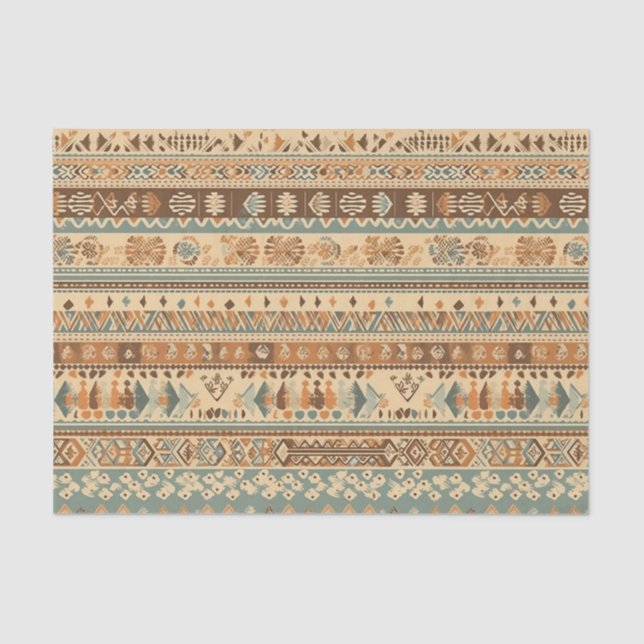 Modern Boho Camel Brown Türkis Seidenpapier (Vorderseite)