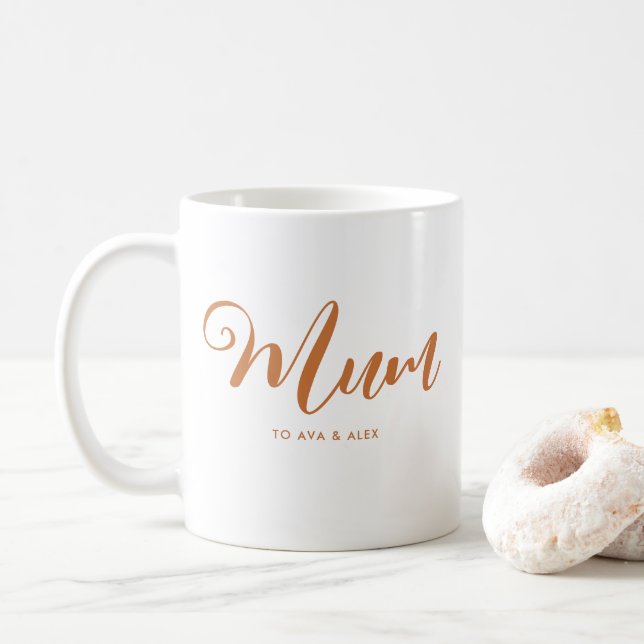 Modern Boho Chic mit Namen Mutter Day Mum Kaffeetasse (Mit Donut)