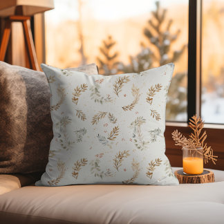 Modern Boho Chic Neutral Beige Brown Blätter Kissen