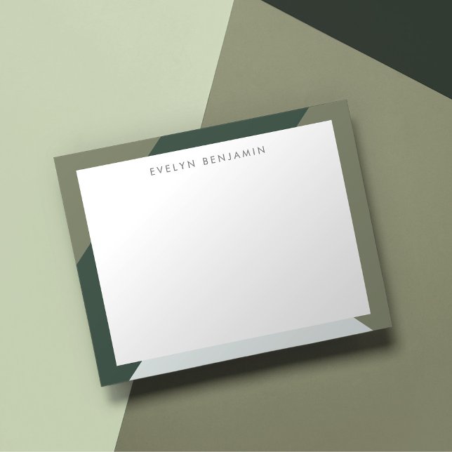 Modern Boho Chic Sage & Pine Green Pattern Border Mitteilungskarte (Von Creator hochgeladen)