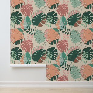 Modern Boho Chic Tropical Monstera Blätter Muster Tapete