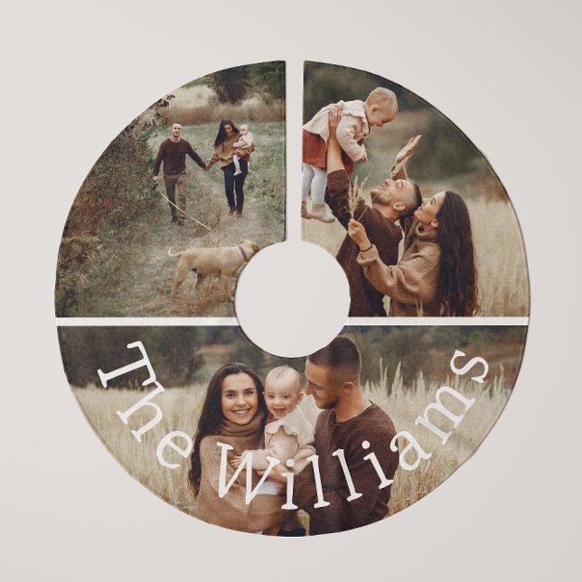 Modern Boho Christmas | Foto mit Namensbaumrock Polyester Weihnachtsbaumdecke (Von Creator hochgeladen)