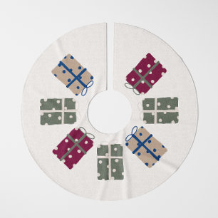 Modern Boho Christmas Polka Dot präsentiert Baumro Polyester Weihnachtsbaumdecke