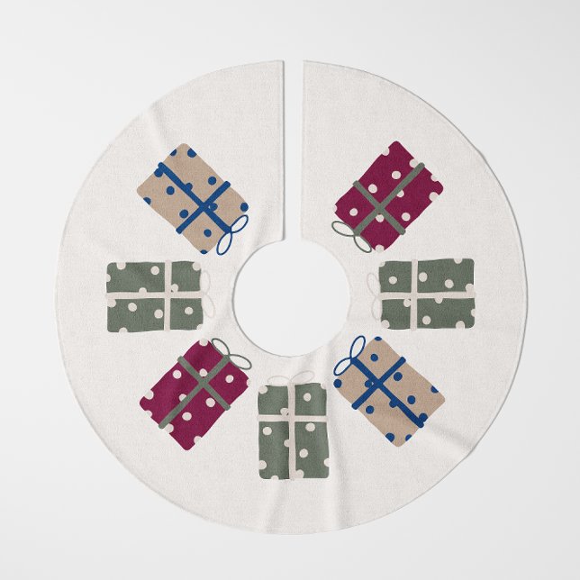 Modern Boho Christmas Polka Dot präsentiert Baumro Polyester Weihnachtsbaumdecke (Von Creator hochgeladen)