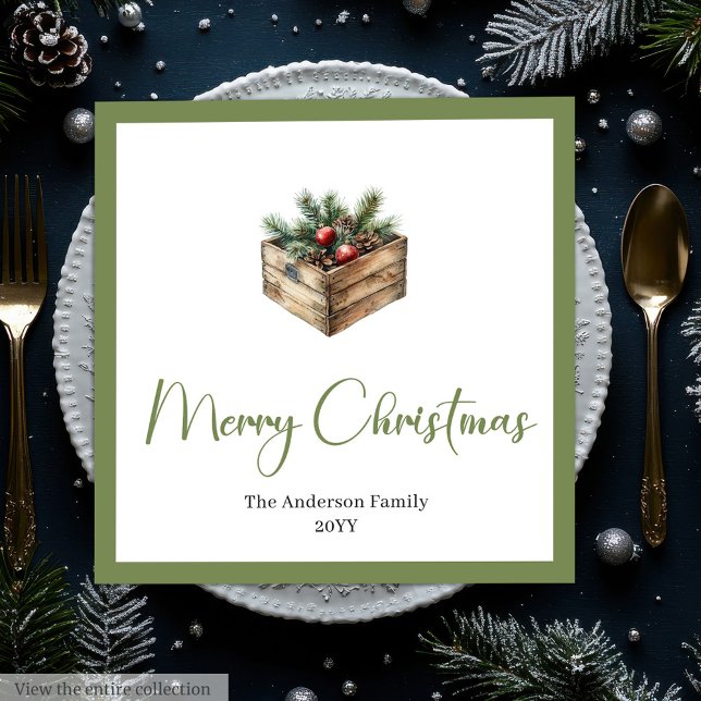 Modern Boho Christmas Tree Botanical Party Napkins Serviette (Modern Boho Christmas Tree Botanical Party Napkins)