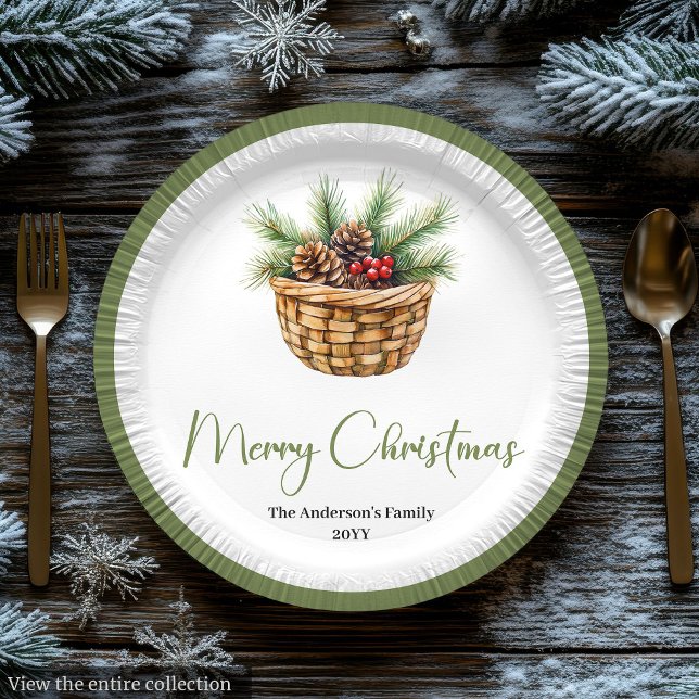 Modern Boho Christmas Tree Botanical Party Plates Pappteller (Modern Boho Christmas Tree Botanical Party Plates)