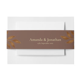 Modern Boho Coffee Brown und Gold Leaf Wedding Inv Einladungsbanderole