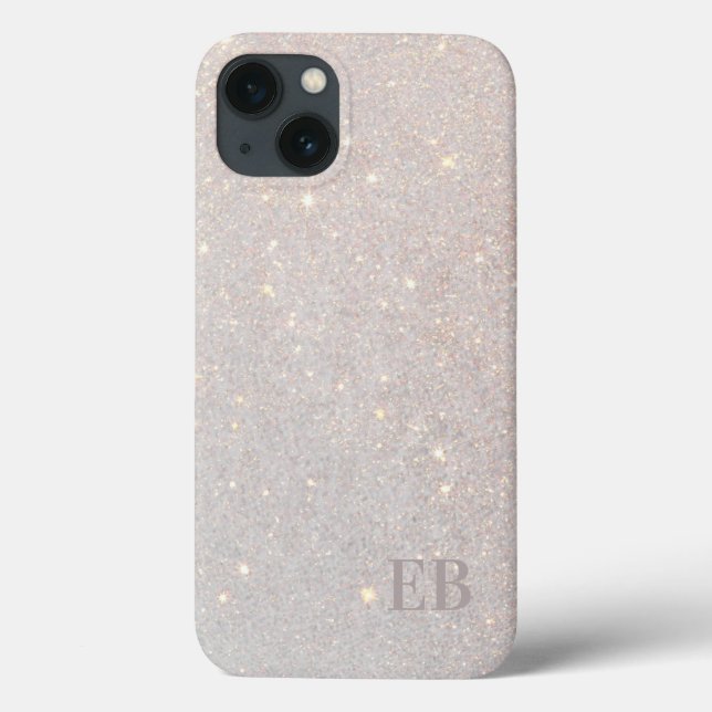 Modern Boho Cream Glitzer Subtle Initials Monogram Case-Mate iPhone Hülle (Rückseite)