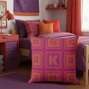 Modern Boho Custom Monogram Geometric Kissen