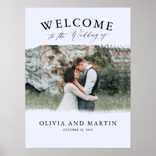 Modern Boho Dusty Blue Wedding Welcome Foto Sign Poster