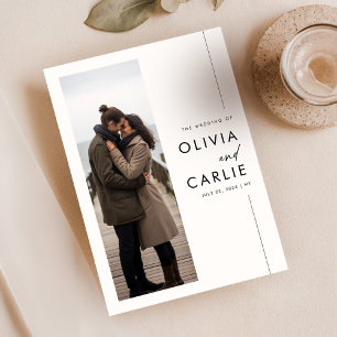 Modern Boho Einfaches 3-Foto Hochzeit Einladung