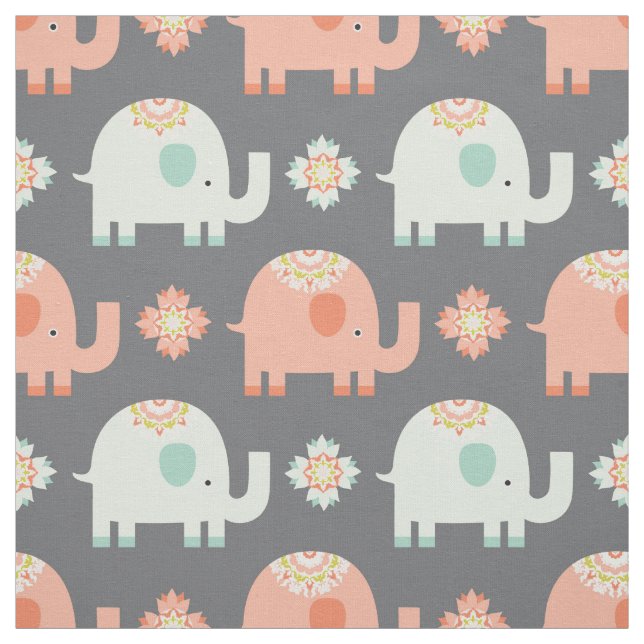 Modern Boho Elephant Kinderzimmer Fabric Stoff (Muster)