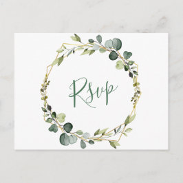 Modern Boho Eucalyptus Wreath Frame Wedding RSVP Postkarte