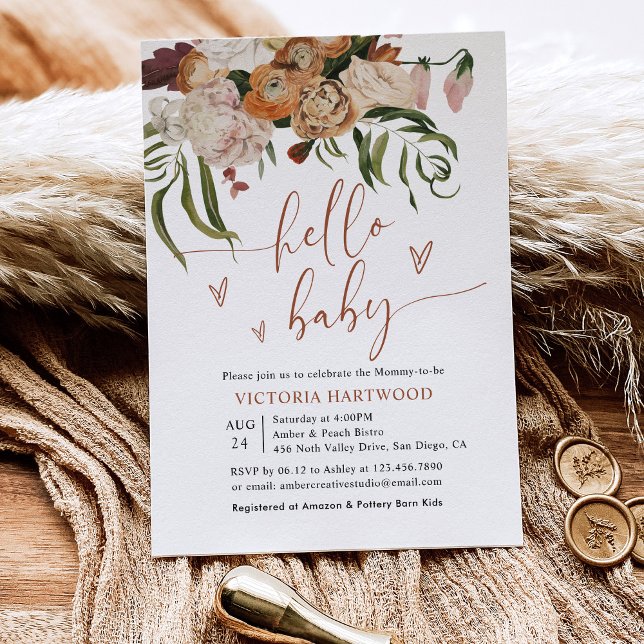 Modern Boho Fall Florals Baby Dusche Einladung (Von Creator hochgeladen)