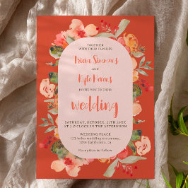 Modern Boho Fall terracotta Drehbuch Blumenzehen Einladung