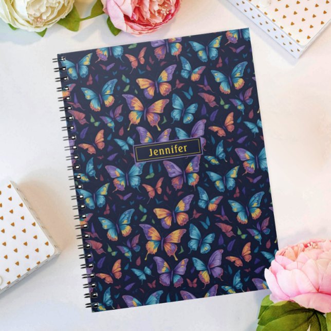 Modern Boho farbenfrohe Schmetterlingsmuster Gelbe Notizblock (Von Creator hochgeladen)